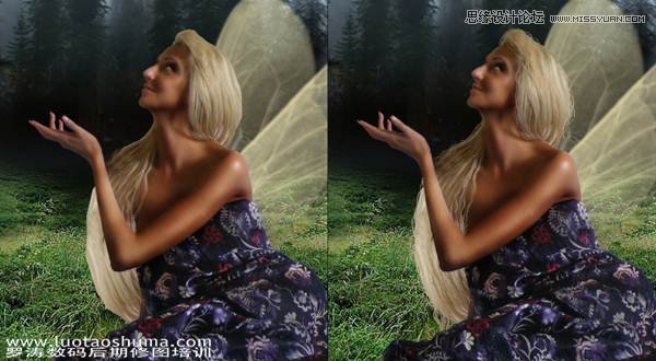 Photoshop合成梦幻幽暗丛林精灵女孩场景