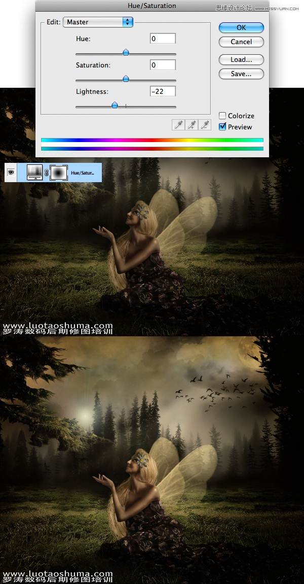 Photoshop合成梦幻幽暗丛林精灵女孩场景