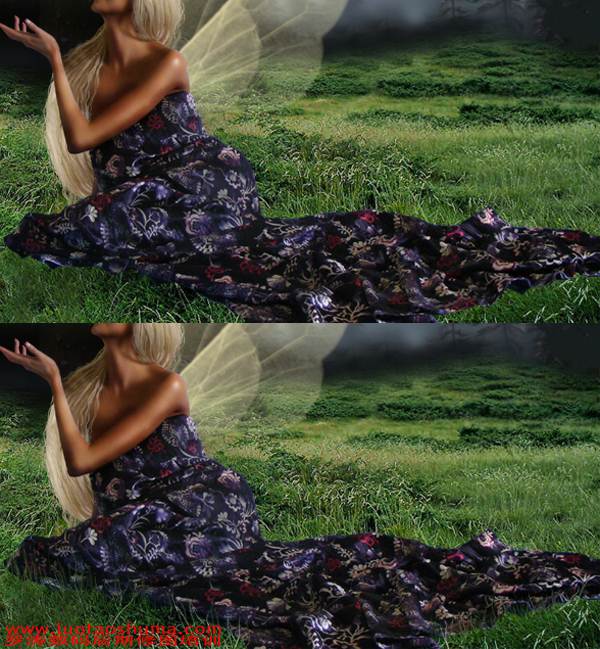 Photoshop合成梦幻幽暗丛林精灵女孩场景
