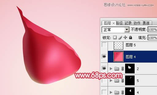 Photoshop绘制含苞欲放的鲜嫩红玫瑰