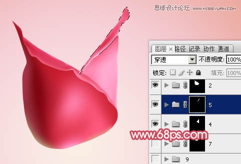 Photoshop绘制含苞欲放的鲜嫩红玫瑰