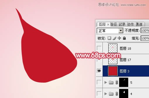 Photoshop绘制含苞欲放的鲜嫩红玫瑰