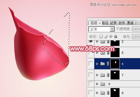 Photoshop绘制含苞欲放的鲜嫩红玫瑰