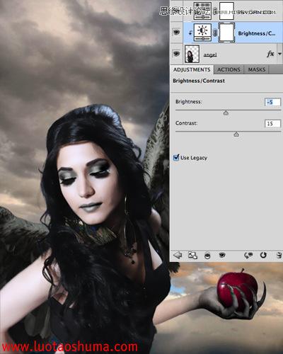 Photoshop合成手拿苹果的堕落天使教程