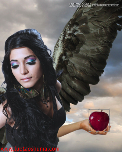 Photoshop合成手拿苹果的堕落天使教程