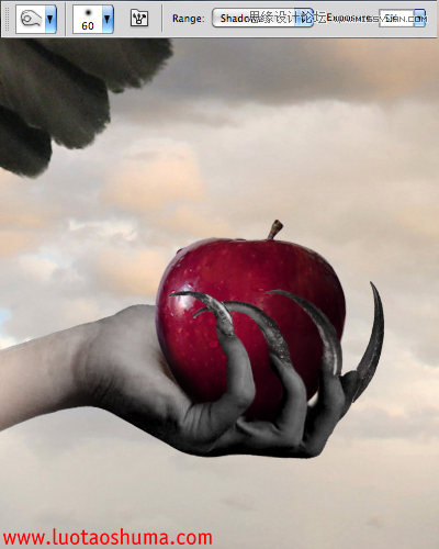 Photoshop合成手拿苹果的堕落天使教程