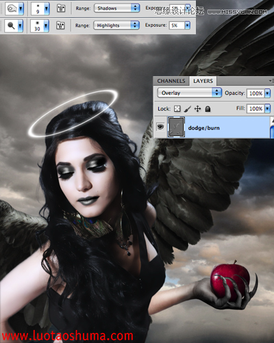 Photoshop合成手拿苹果的堕落天使教程