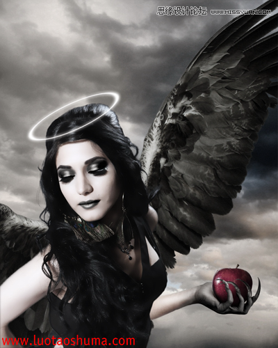 Photoshop合成手拿苹果的堕落天使教程