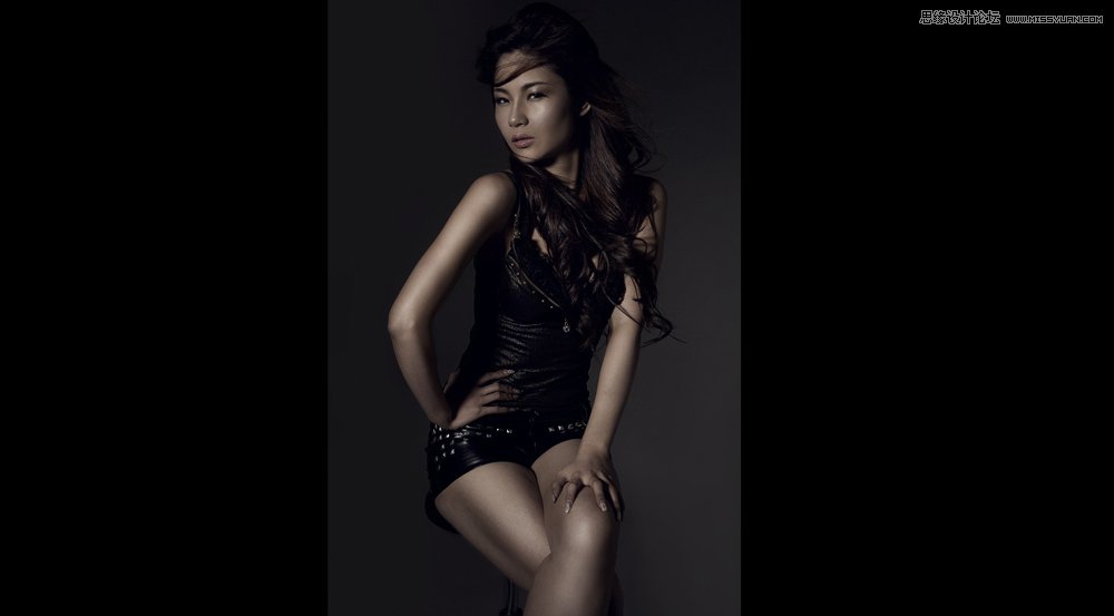 Photoshop调出美女模特照片质感的暗色金属肤色