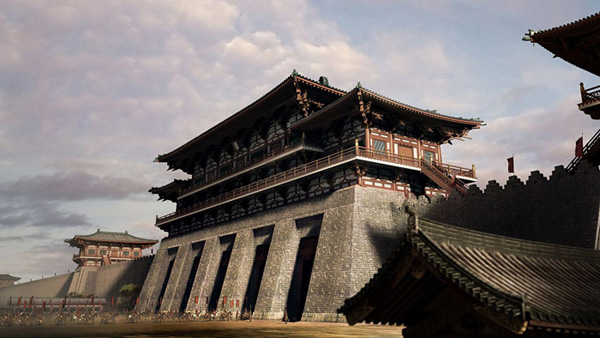 Photoshop合成山间云雾中梦幻天庭教程