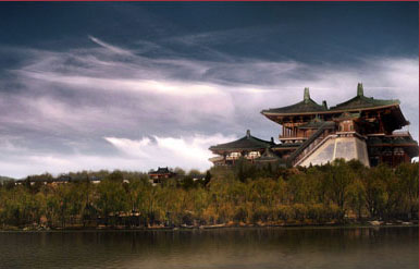 Photoshop合成山间云雾中梦幻天庭教程