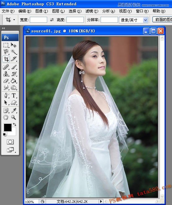 Photoshop抠图教程:使用通道给婚纱照片抠图