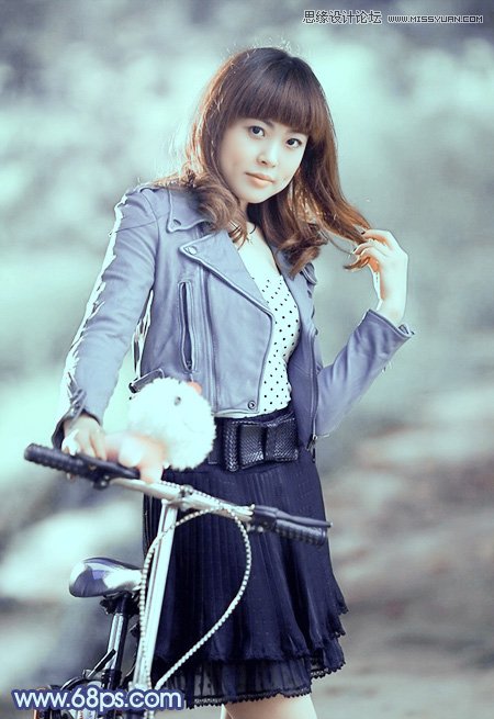 Photoshop调出外景美女唯美青色调教程