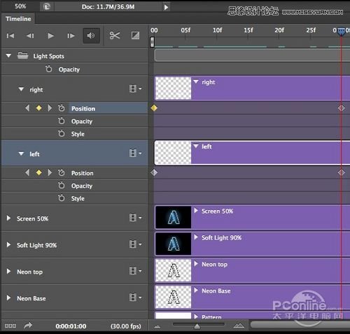 Photoshop制作滑动效果的霓虹字动画教程