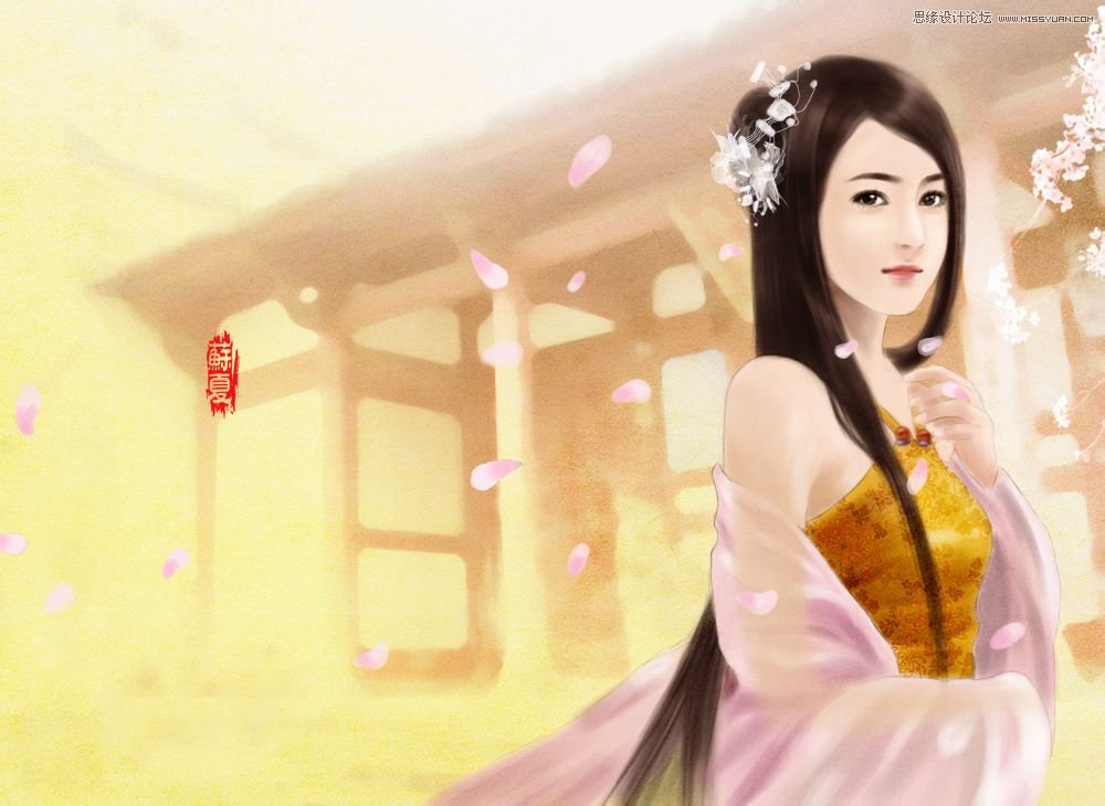 Photoshop绘制古典风格的唯美美女教程