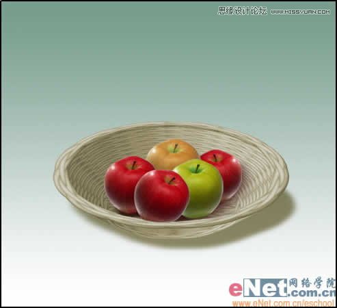 Photoshop制作逼真藤制果篮教程