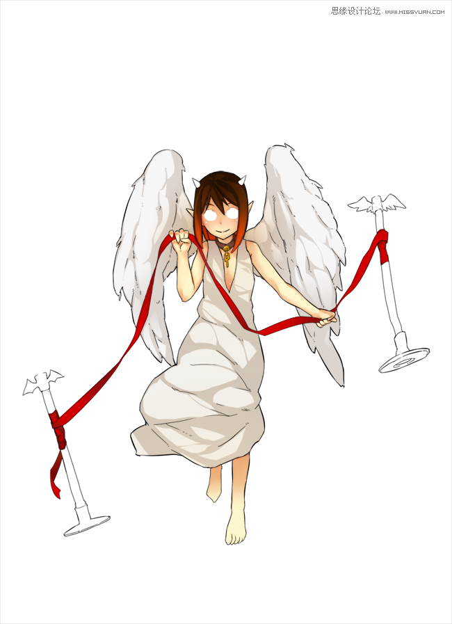 Photoshop绘画教程:可爱的天使恶魔线稿上色教程