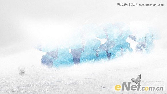 Photoshop制作暴风雪中的立体字特效