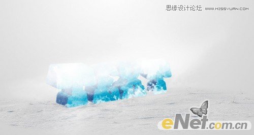 Photoshop制作暴风雪中的立体字特效