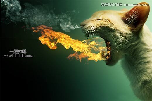 Photoshop合成生化异形喷火猫教程