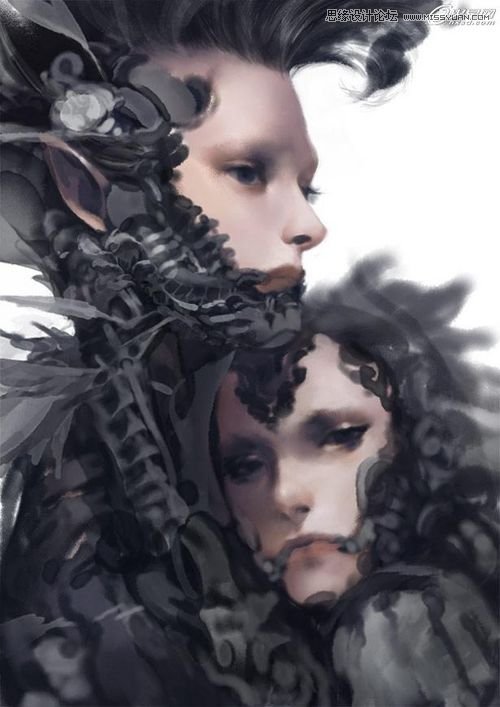 Photoshop绘制纹银插画《赤子》哥特写实技法