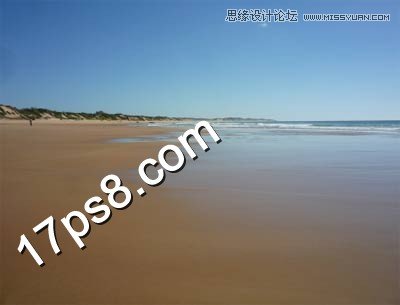 Photoshop使用素材合成云彩下海边孤树