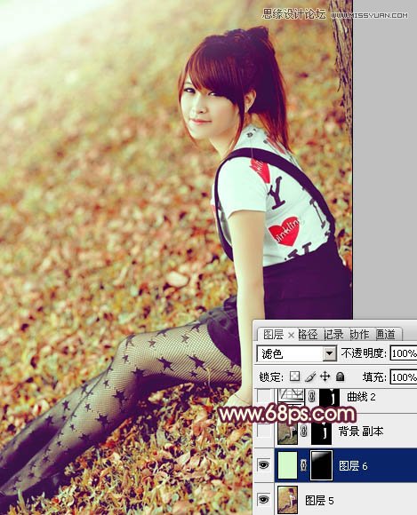 Photoshop调出外景可爱美女复古淡黄色调