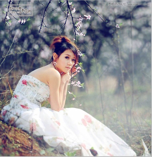 Photoshop调出美女婚片柔美的清新色调