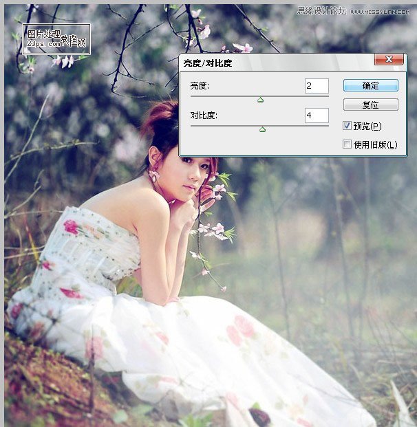 Photoshop调出美女婚片柔美的清新色调