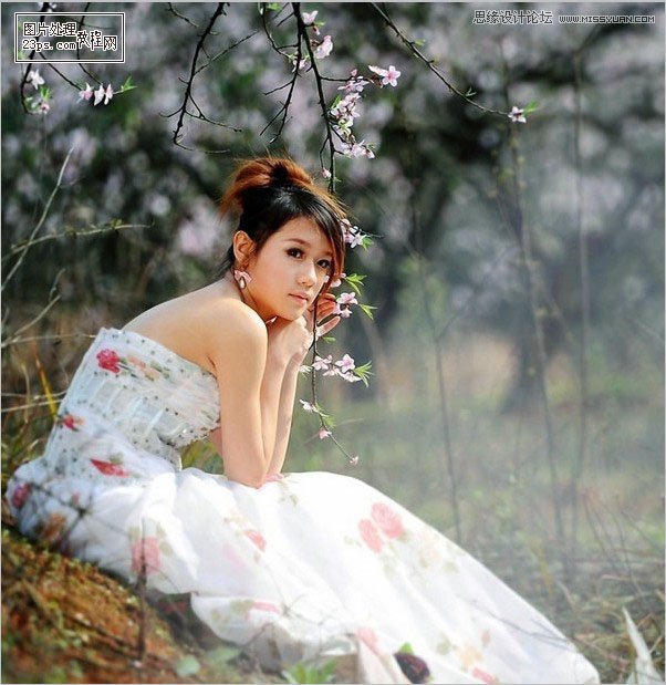 Photoshop调出美女婚片柔美的清新色调