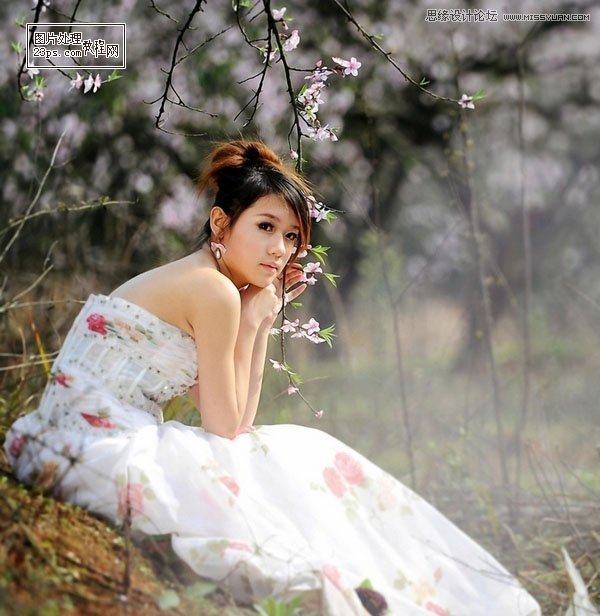 Photoshop调出美女婚片柔美的清新色调