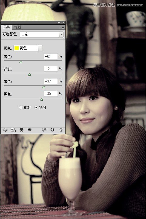 Photoshop调出内景美女古典风格效果