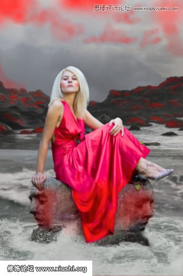 Photoshop合成海边美女宁静的幻想场景教程