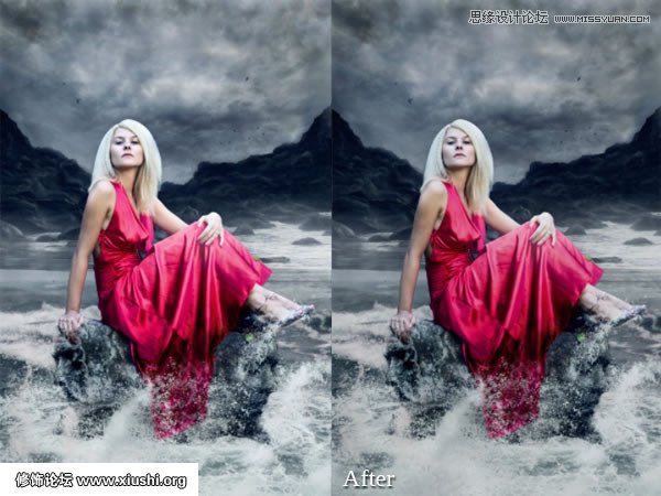 Photoshop合成海边美女宁静的幻想场景教程