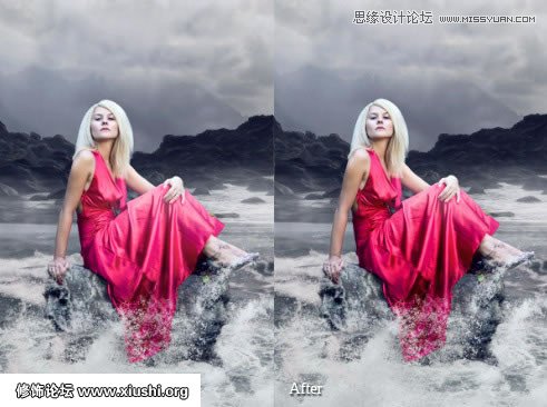 Photoshop合成海边美女宁静的幻想场景教程