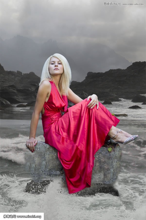 Photoshop合成海边美女宁静的幻想场景教程