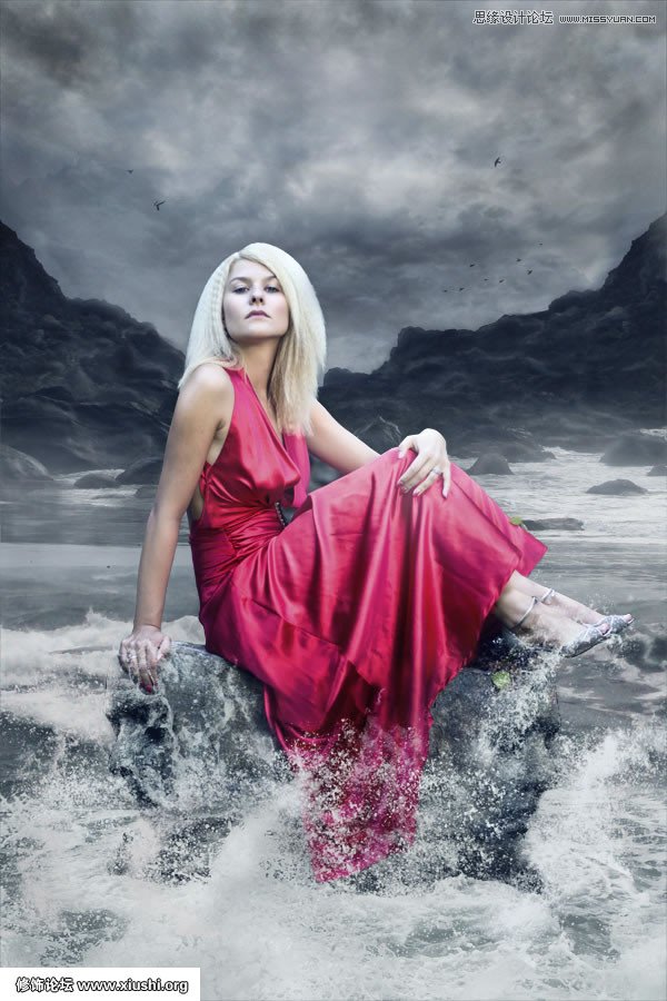 Photoshop合成海边美女宁静的幻想场景教程