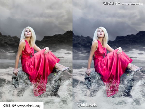 Photoshop合成海边美女宁静的幻想场景教程