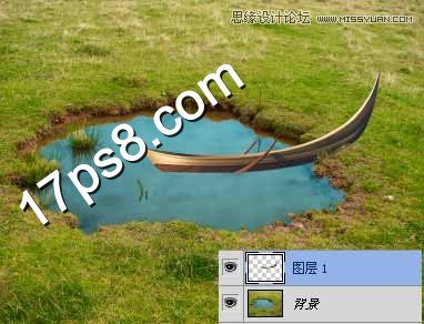 Photoshop合成池塘边戏水美女场景