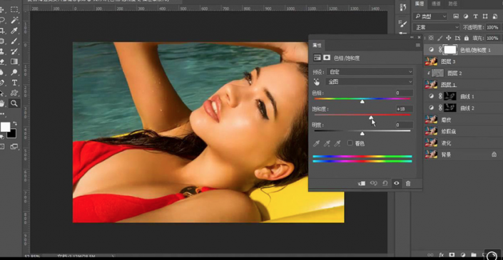 Photoshop调出泳池美女照片古铜色效果
