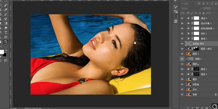 Photoshop调出泳池美女照片古铜色效果