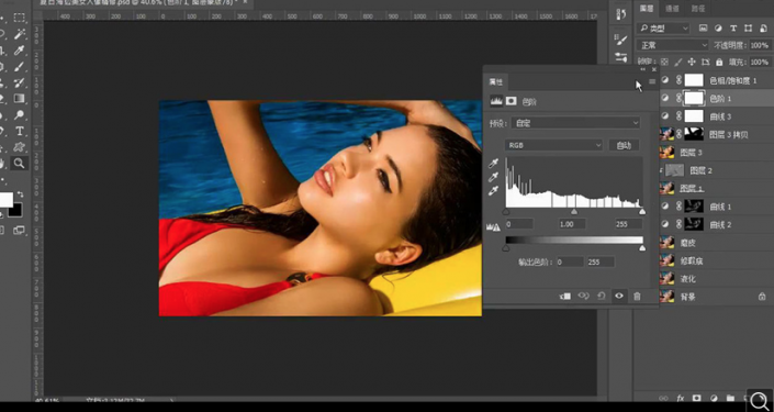 Photoshop调出泳池美女照片古铜色效果