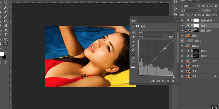 Photoshop调出泳池美女照片古铜色效果