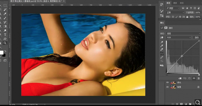 Photoshop调出泳池美女照片古铜色效果