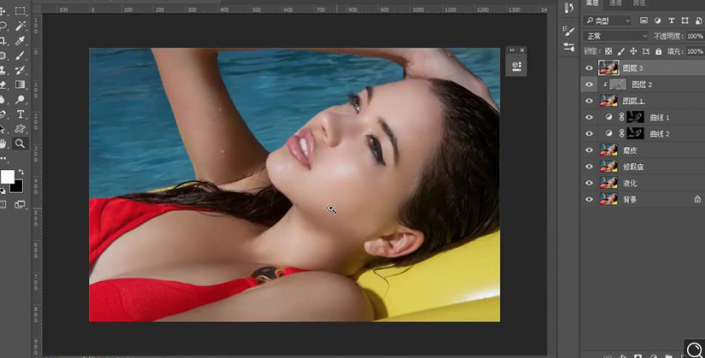 Photoshop调出泳池美女照片古铜色效果