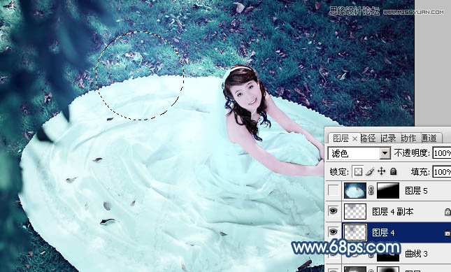 Photoshop调出草地美女梦幻蓝色调