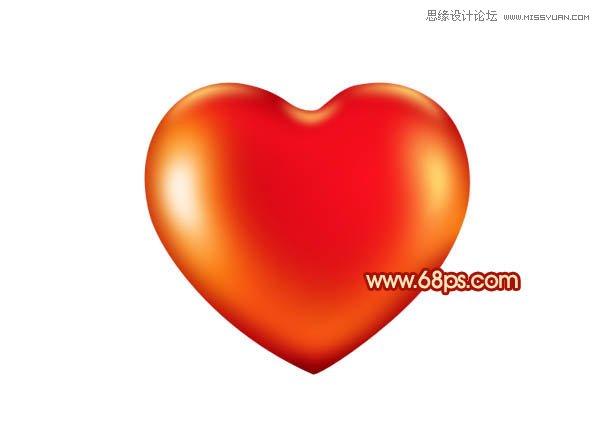 Photoshop制作光滑的红色立体心形教程