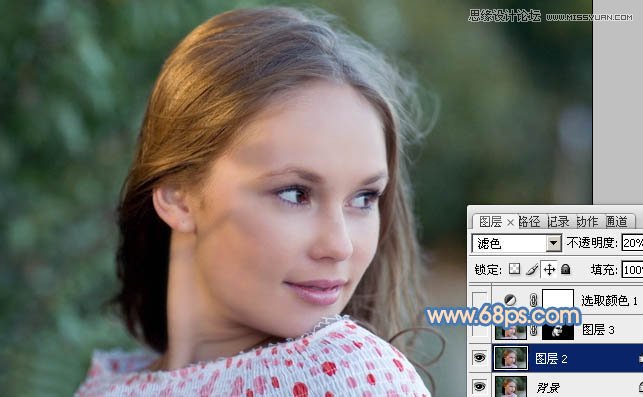 Photoshop调出国外美女图片朦胧淡蓝色调