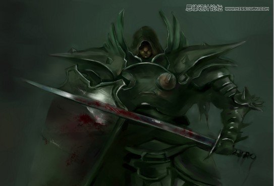 Photoshop结合手绘板绘制游戏人物堕落骑士