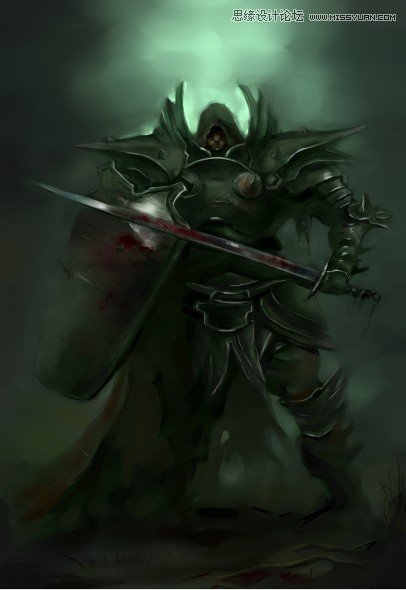 Photoshop结合手绘板绘制游戏人物堕落骑士